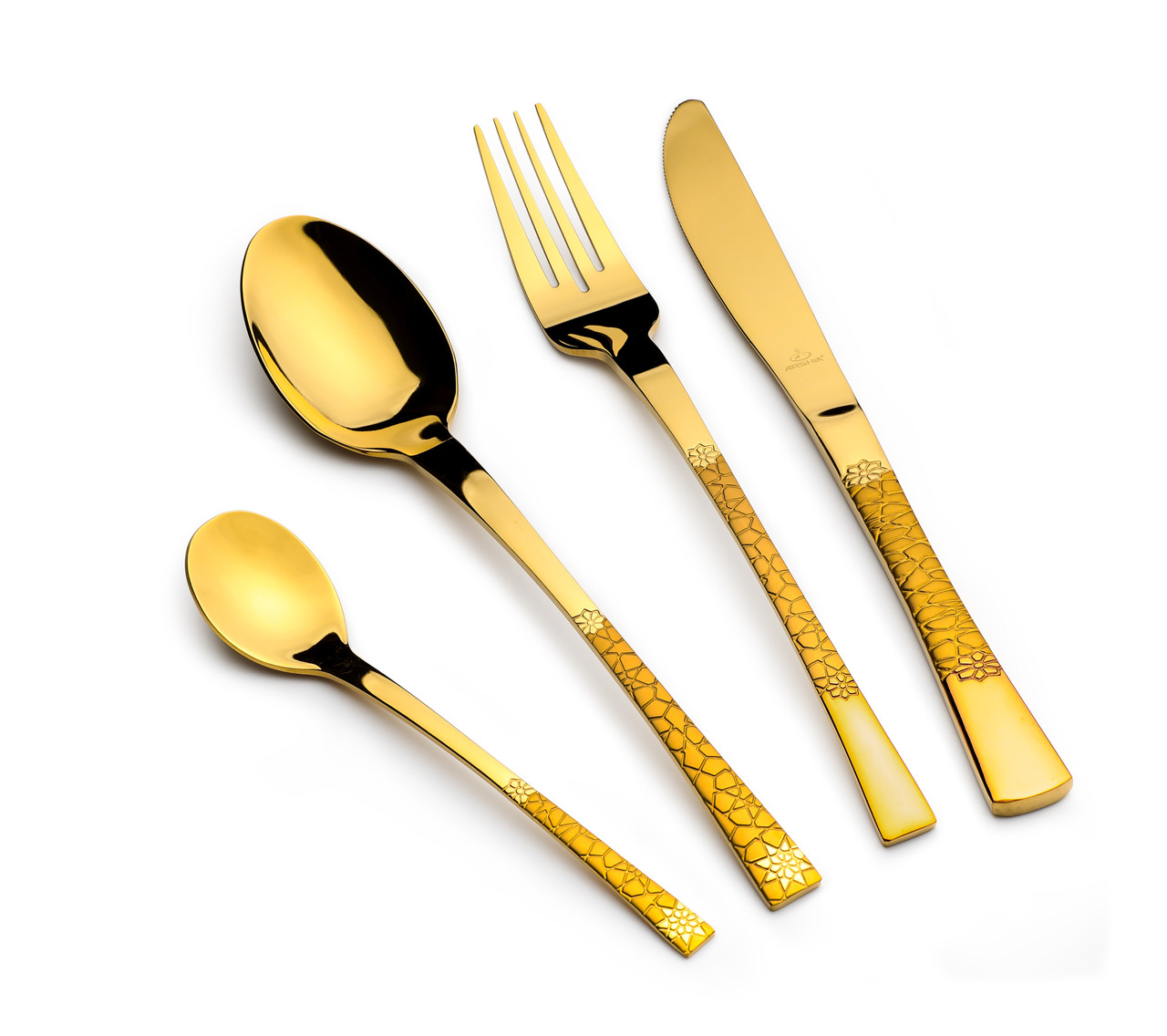 سرویس قاشق‌چنگال ۸۶ پارچه طلایی با جعبه چوبی TM478GGS-2646